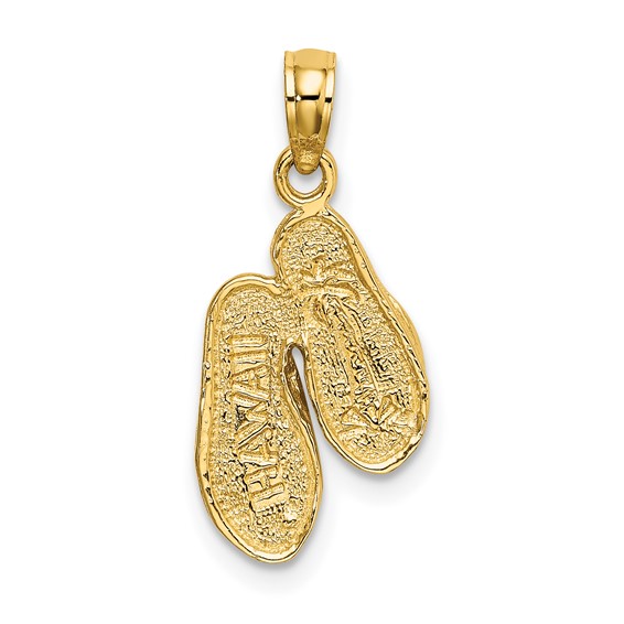 14k and White Rhodium 3-D HAWAII Double Flip-Flop Pendant