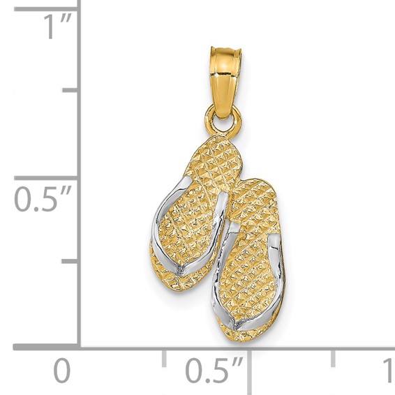 14k and White Rhodium 3-D HAWAII Double Flip-Flop Pendant