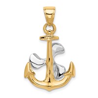 14K Two-tone 3-D Anchor Pendant with Moveable Propeller view 3