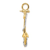 14K Two-tone 3-D Large Anchor Pendant with Entwined Rope Accent view 2