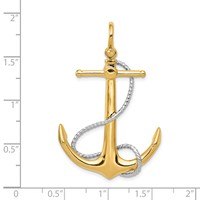 14K Two-tone 3-D Large Anchor Pendant with Entwined Rope Accent view 3