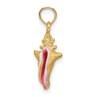 14K Pink and White Enameled 3-D Conch Shell Pendant view 2
