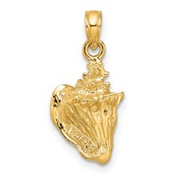 14K Pink and White Enameled 3-D Conch Shell Pendant view 4