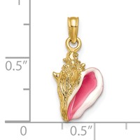 14K Pink and White Enameled 3-D Conch Shell Pendant view 3