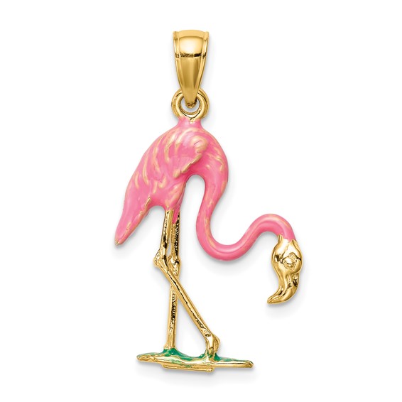 Gold Polished Flamingo Pendants