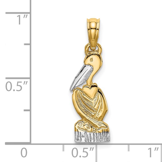 14K and White Rhodium Pelican Standing Charm