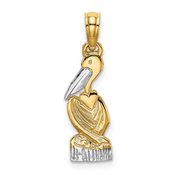 14K and White Rhodium Pelican Standing Charm