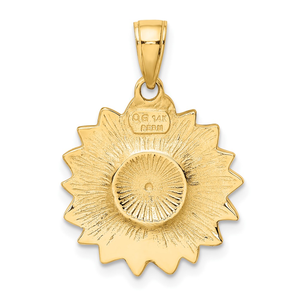 14k Enameled Yellow Sunflower Pendant (K1965)