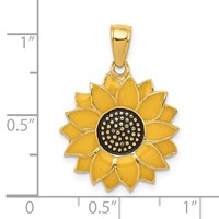 14K Yellow Gold Enameled Yellow Sunflower Pendant view 4