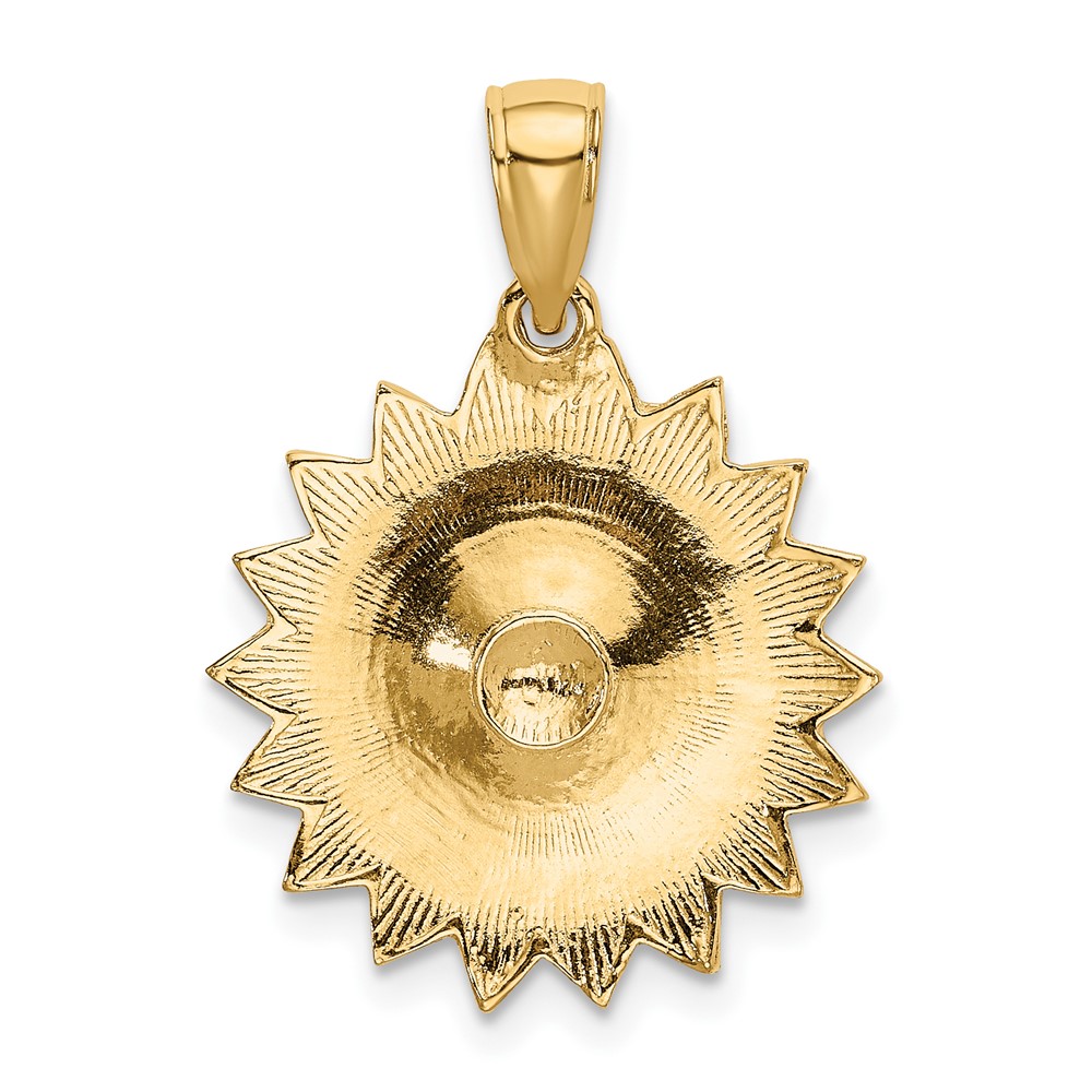 14k Enameled White Daisy Flower Pendant (K1967)