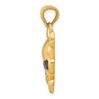14K Yellow Gold Enameled Skull Pendant view 2