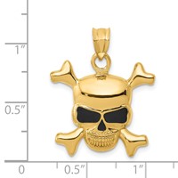 14K Yellow Gold Enameled Skull Pendant view 4