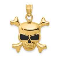 14K Yellow Gold Enameled Skull Pendant view 1