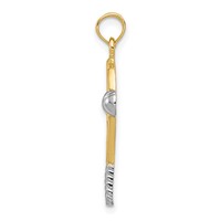 14K and White Rhodium Polished Tennis Racquet and Ball Pendant view 2