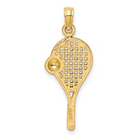 14K and White Rhodium Polished Tennis Racquet and Ball Pendant view 3