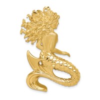 14K Yellow Gold Large Polished and Satin Diamond-cut Mermaid Omega Slide view 1