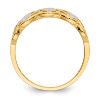14K Rhodium Diamond-cut Wave Ring view 2