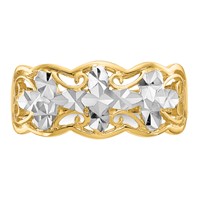 14K Rhodium Diamond-cut Wave Ring view 5