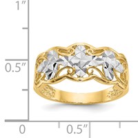14K Rhodium Diamond-cut Wave Ring view 3