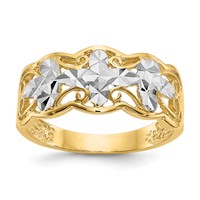 14K Rhodium Diamond-cut Wave Ring view 1