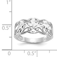 14K White Gold Diamond-cut Wave Ring view 2
