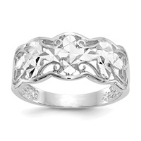 14K White Gold Diamond-cut Wave Ring view 1