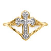 14K and White Rhodium Cross Ring view 5