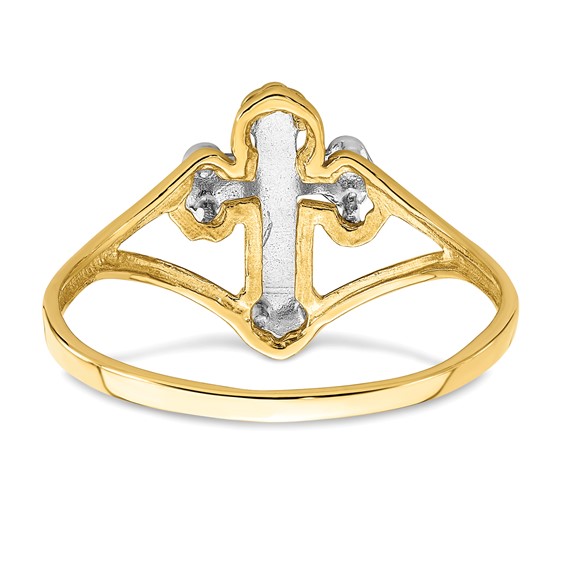 14k and White Rhodium Cross Ring
