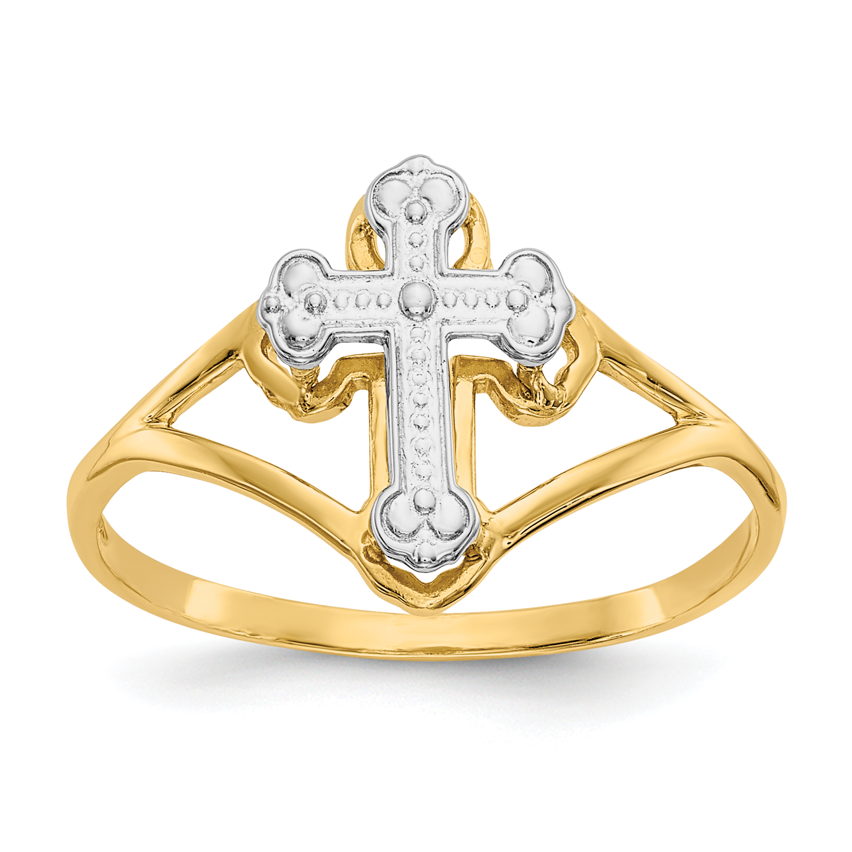 14k w/Rhodium Cross Ring (K2054)