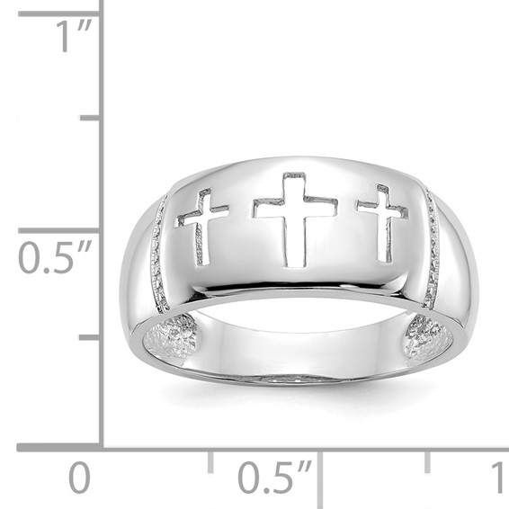 14k White Gold Polished 3 Cross Cut-out Ring