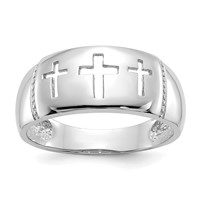 14K White Gold Polished 3 Cross Cut-out Ring view 1