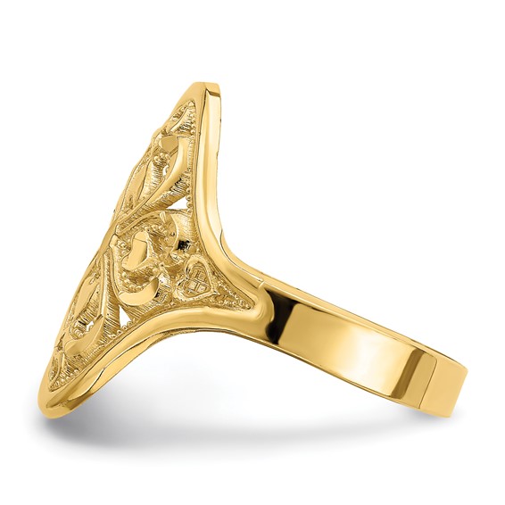 14k Diamond-cut Filigree Hearts Ring