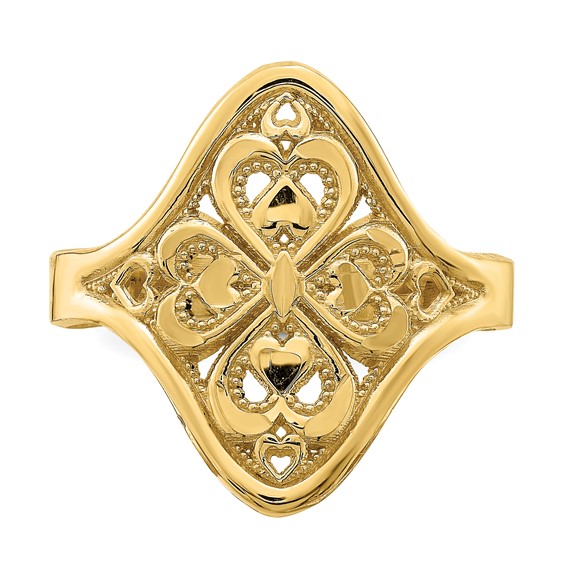 14k Diamond-cut Filigree Hearts Ring