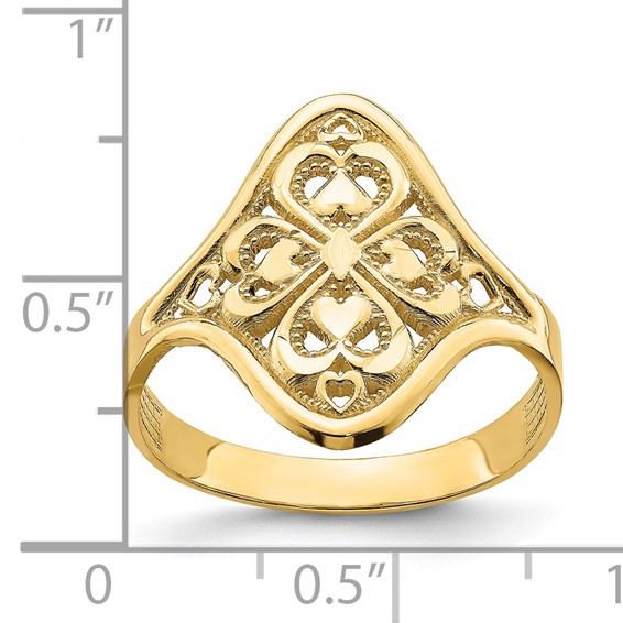 14k Diamond-cut Filigree Hearts Ring