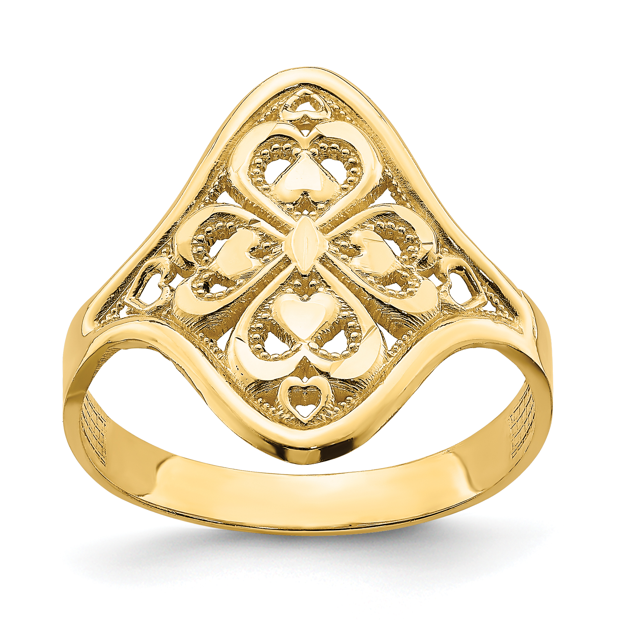 14k Diamond-cut Filigree Ring (K2062)