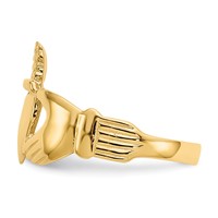 14K Yellow Gold Ladies Polished Claddagh Ring view 4