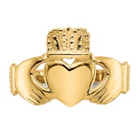 14K Yellow Gold Ladies Polished Claddagh Ring view 5