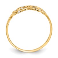 14K and White Rhodium Diamond-cut Butterfly Ring view 2