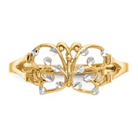 14K and White Rhodium Diamond-cut Butterfly Ring view 5