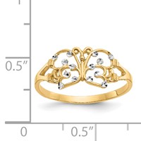 14K and White Rhodium Diamond-cut Butterfly Ring view 3