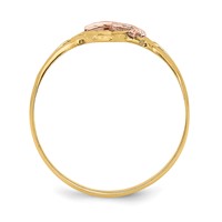 14K Yellow and Rose Gold Ring with White Rhodium Dolphin in Heart view 2