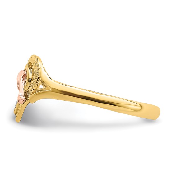 14K Yellow and Rose Gold with White Rhodium Dolphin In Heart Ring