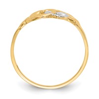 14K and White Rhodium Polished 2 Hearts and Leaves Ring view 2