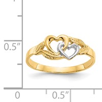 14K and White Rhodium Polished 2 Hearts and Leaves Ring view 3