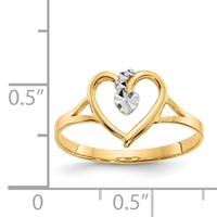 14K and White Rhodium Polished Heart Ring view 3