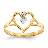 14K and White Rhodium Polished Heart Ring view 1