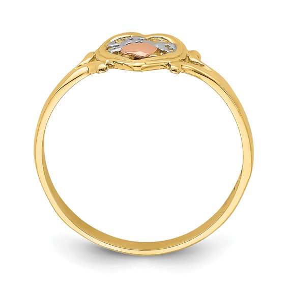 14k Yellow and Rose Gold with White Rhodium LOVE Heart Ring