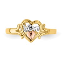 14K Yellow and Rose Gold Ring with White Rhodium Love Heart view 5