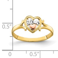 14K Yellow and Rose Gold Ring with White Rhodium Love Heart view 4