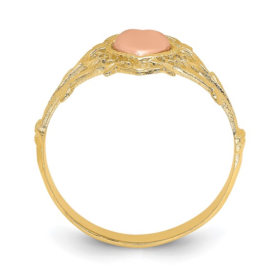 14k Two-tone Heart and Filigree Ring